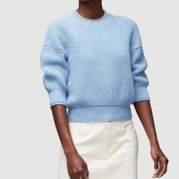 Frame Denim Drop Needle Cotton-Cashmere Sweater Powder Blue - Picture 4 of 8